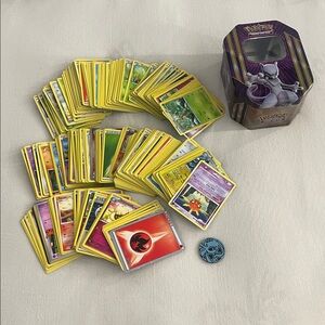 Pokemon Card Set with Mewtwo Tin and Blue Coin 2016